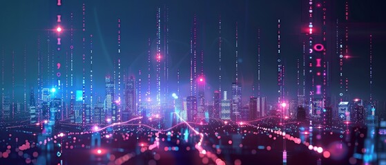 Obraz premium Big data city connection technology concept 