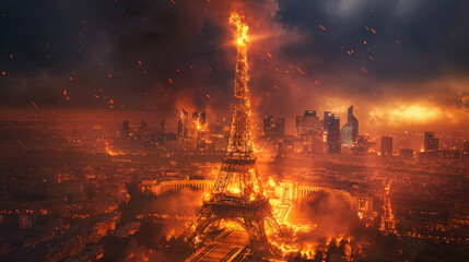 
Eiffel Tower on fire