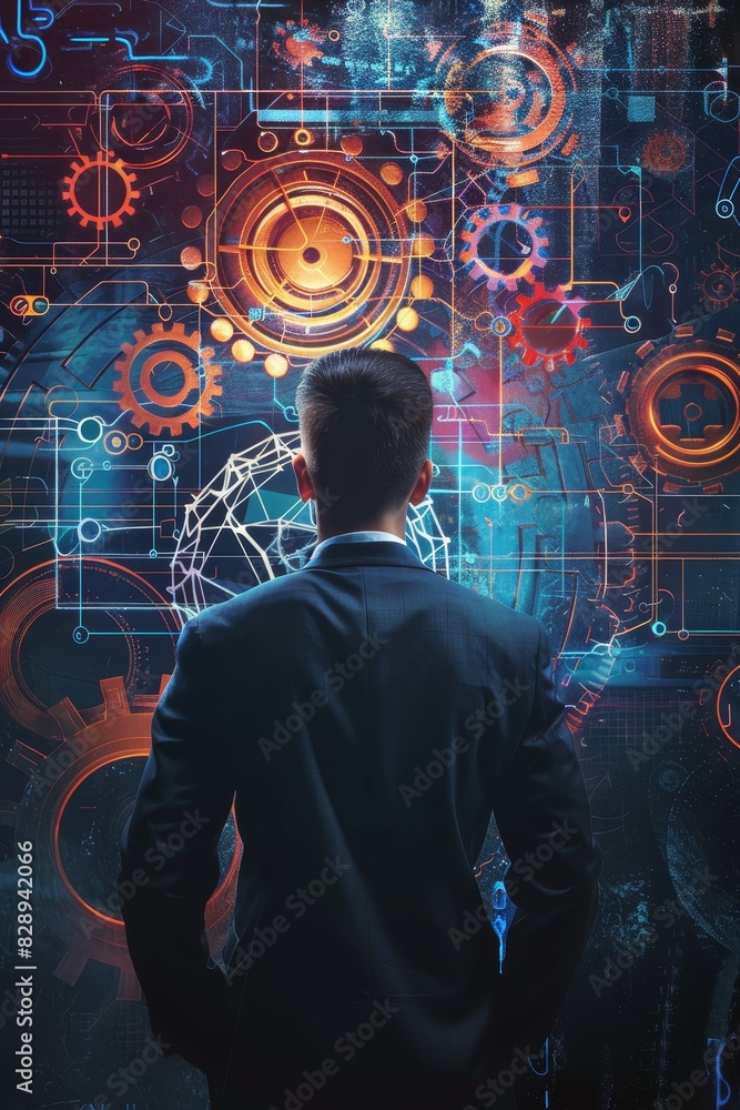 Poster automation software technology process system business concept