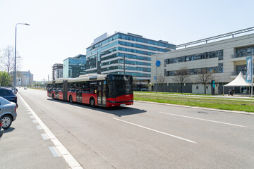 Modern bus on the city street