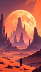Fototapeta premium Paisaje de las montañas de marte