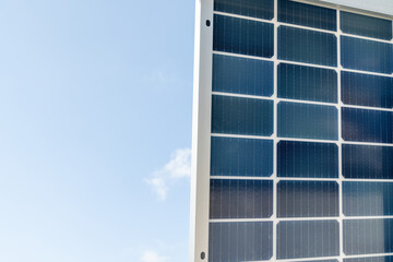 Solar panels on a background of blue sky.