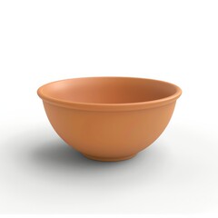 A brown bowl rests gracefully on a white table, a harmonious juxtaposition of earthy tones against a pristine backdrop