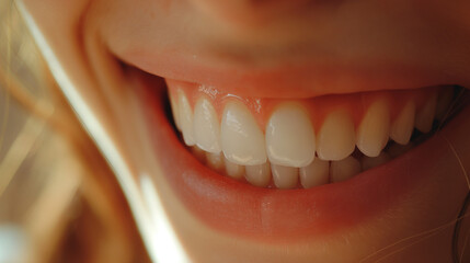 Close up of the young girl's mouth and teeth