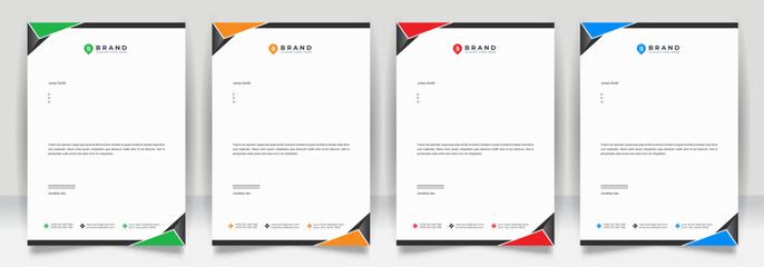 Abstract business letterhead template design for business project. Corporate letterhead design with color variation bundle. Creative Office letterhead layout with company logo and icon.