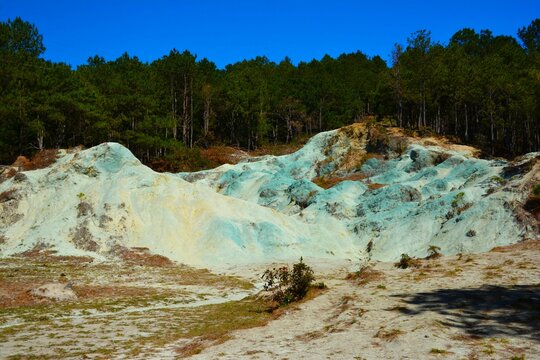Blue Soil Hills (with high amount of copper sulfate, locally called "Kaman-utek") near the Municipality of Sagada in the Central Cordillera Mountains (Mountain Province, Philippines)
