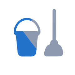 Vector Illustration of Cleaning Essentials - Mop and Bucket