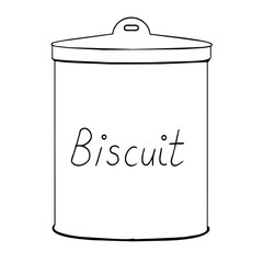  white tin labeled "Biscuit" for storing cookies