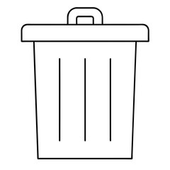  minimalistic line drawing of a trash can with a lid