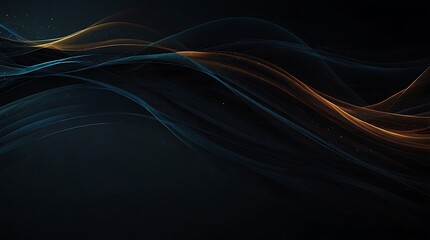 several dark blue waves against a black background.