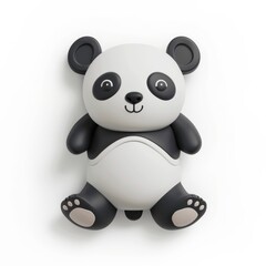 Naklejka premium A black and white panda bear sits atop a white wall