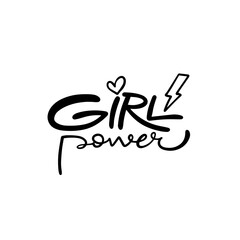 Girl Power Typography Design with Heart and Lightning for an inspiring statement