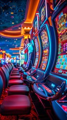 Rows of colorful slot machines fill the casino floor, each inviting players to try their luck with the flashing lights and enticing sounds