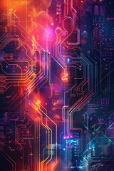 Obraz premium Abstract technology concept. Circuit board, high computer color background. 