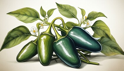 illustration of a chili plant