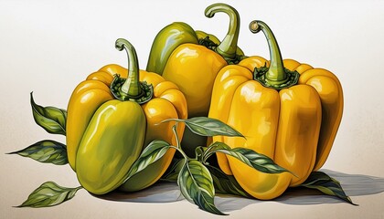 Illustration of yellow peppers