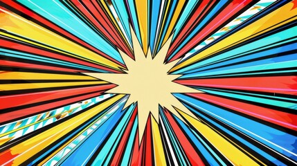Fototapeta premium abstract rainbow background, Dynamic Pop Art Comic Strip Radial Backdrop: Vibrant and Retro Background Design