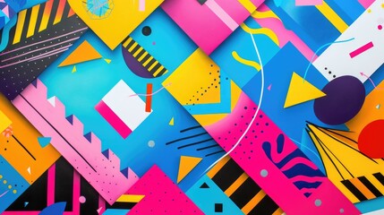 Obraz premium Vibrant Geometric Patterns on a Colorful Background