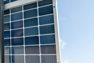 Solar panels on a background of blue sky.