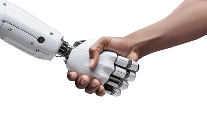 Rapporto uomo macchina, stretta di mano robot uomo