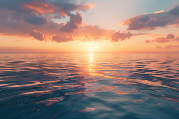 Obraz premium The ocean is calm and the sky is filled with clouds