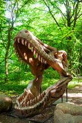 Dino park. Prehistoric animal reconstruction