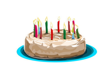 a plate of birthday cake with no background