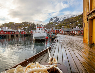 boats in the harbor Norway