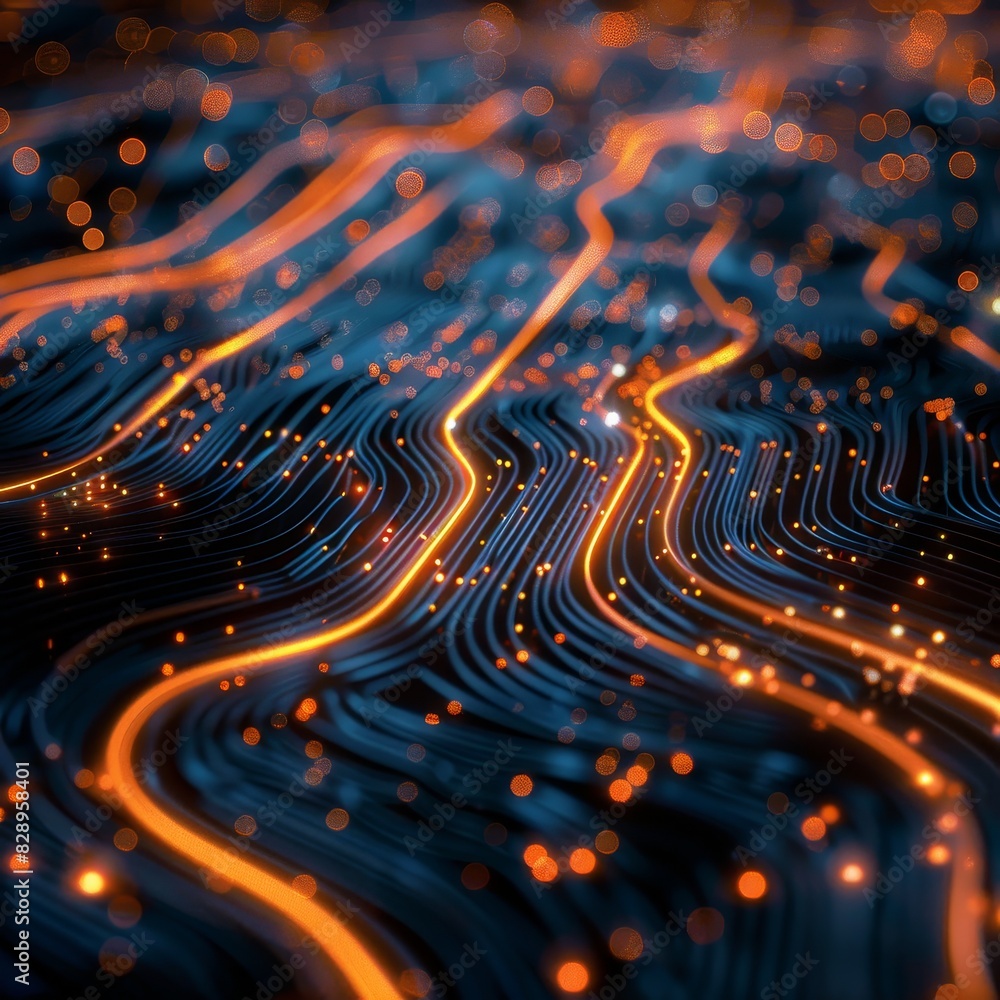 Poster a dynamic visualization of circuit lines resembling rapid data highways