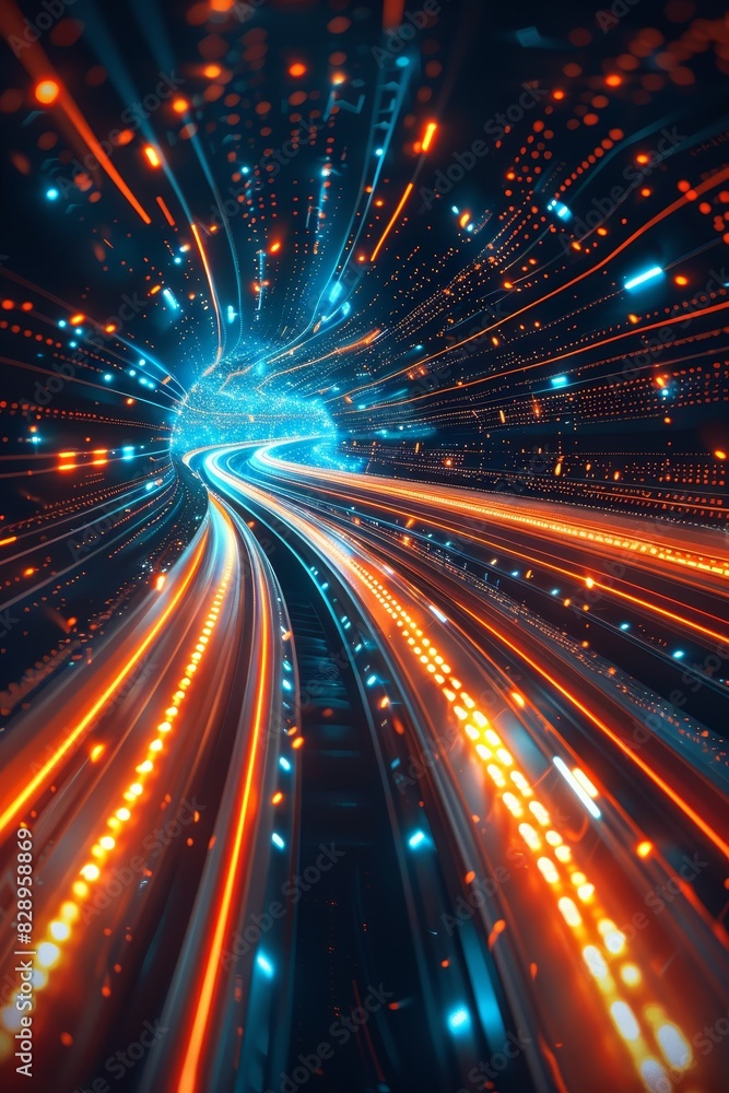 Poster a dynamic visualization of circuit lines resembling rapid data highways