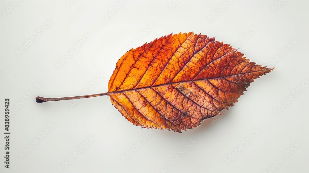 Canvas Prints Autumn leaf in close up against a white backdrop