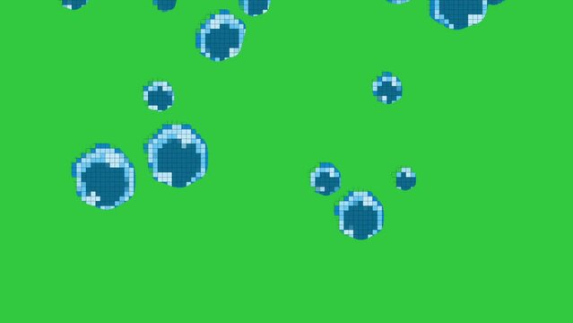 4K Green screen water bubbles pixel