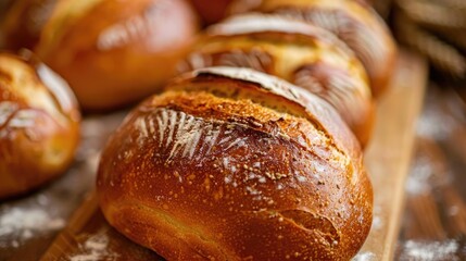 Freshly baked bread viewed from up close