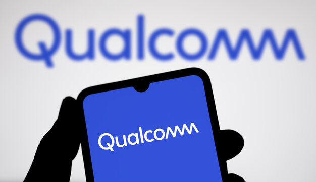 Dhaka, BD- 27 May 2024: Qualcomm logo is displayed on smartphone.