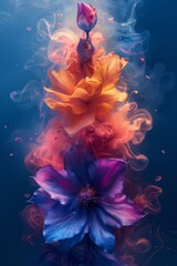 Fototapeta premium Colorful Flowers Floating in Water