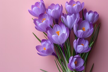 A bouquet of purple flowers with orange centers