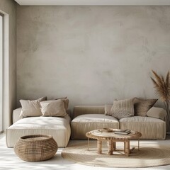 Serene Scandinavian Living Room with Stylish Shelving