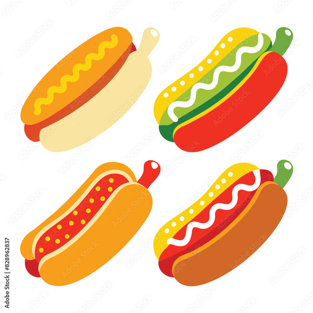 Wall mural Set of Hot Dog icon vector on white background - Wall murals