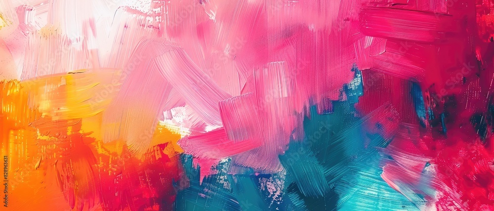 Poster painterly texture abstract background using bold bright brushstrokes with a contrasting color palett