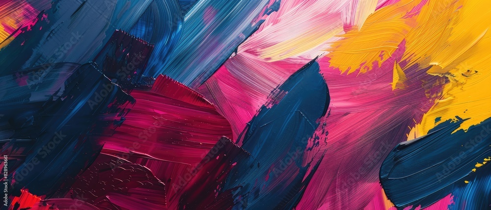 Poster painterly texture abstract background using bold bright brushstrokes with a contrasting color palett