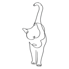 Cat continues line drawing. Pet portrait line art. Cute cat outline drawing. Single-line art of modern minimal outline illustration.