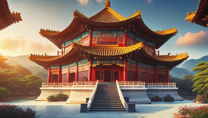 Fototapeta premium chinese temple in the morning