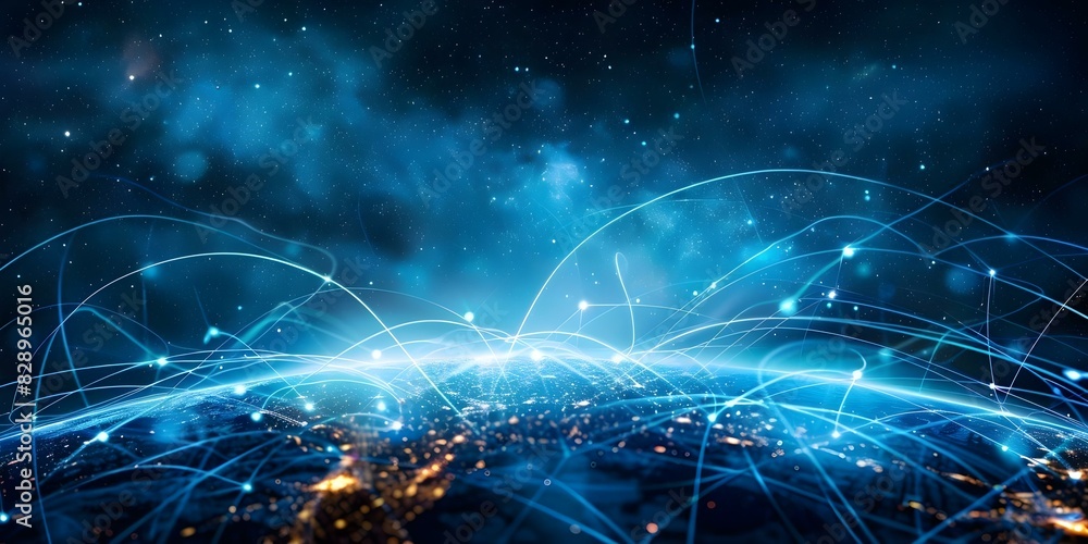 Aufkleber global network technology and data exchanges for client service and digital marketing. concept globa