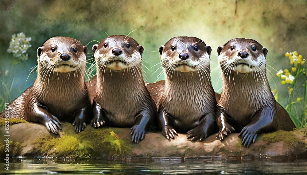 Wall mural otter on the rock