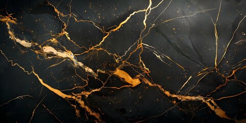 Elegant Contrast: White Marble with Gold Veins on Black Background Texture. Concept Elegant Styling, Contrast Color Scheme, Luxurious Texture, Sophisticated Design