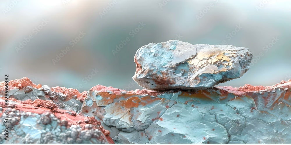 Poster macro photograph of a substantial gold nugget embedded in unprocessed gold ore. concept mineral phot