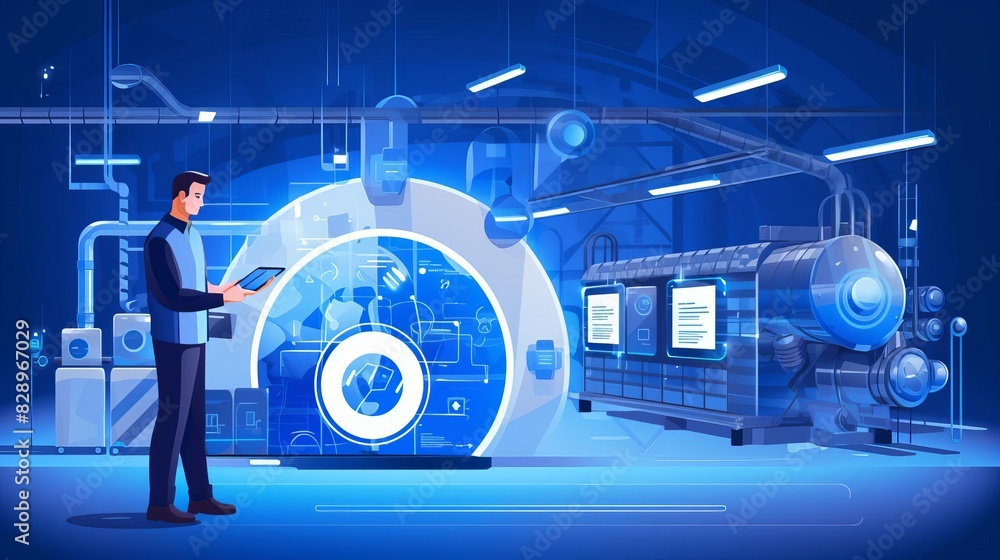 Poster technician using iot applications for industrial automation