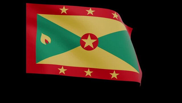grenadian flag 4k 3d render of a waving nation grenada banner fluttering in the wind symbolises the country with transparent alpha channel mask for free space and isolated background no flagpole