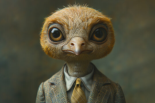 Adorable anthropomorphic animal dressed in suit. Generative AI image