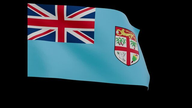 fijian flag 4k 3d render of a waving nation fiji banner fluttering in the wind symbolises the country with transparent alpha channel mask for free space and isolated background no flagpole